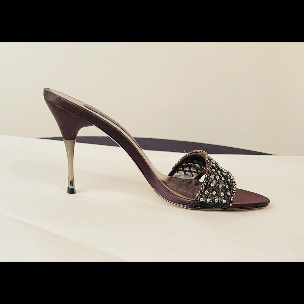 STEVEN by STEVE MADDEN black rhinestone and net heels - Picture 2 of 13